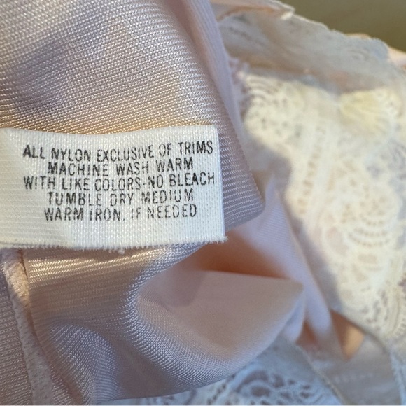 Vintage Shadowline Pink Nightgown With Lace & Pink Flowers Whimsical Small - Picture 6 of 9